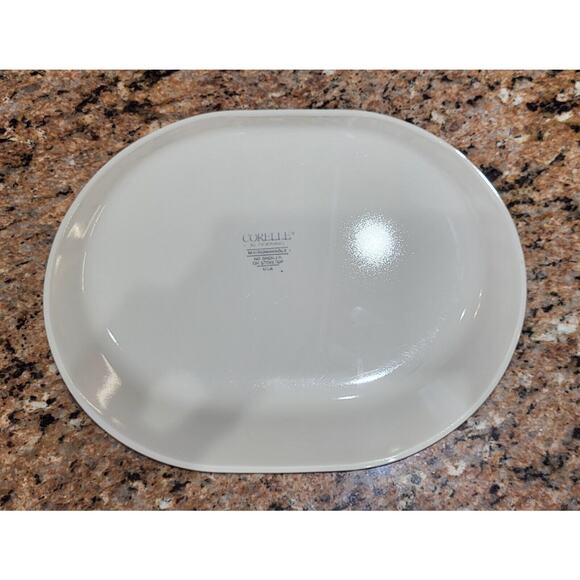 Corelle Blue Symphony 12 1/4" x 10" Platter Blue Stripe Peach Flower - Picture 10 of 11